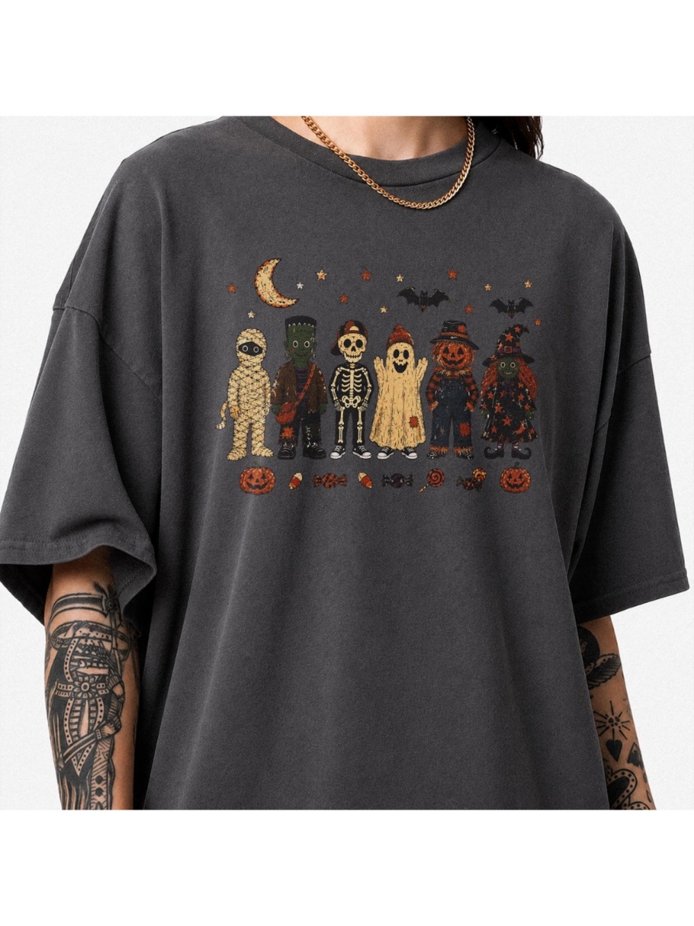 Comfort Colors Charcoal Halloween Character Graphic Tee